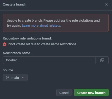 ブランチ作成の制限