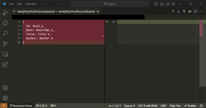 Postの初回のスナップショットテストの差分表示